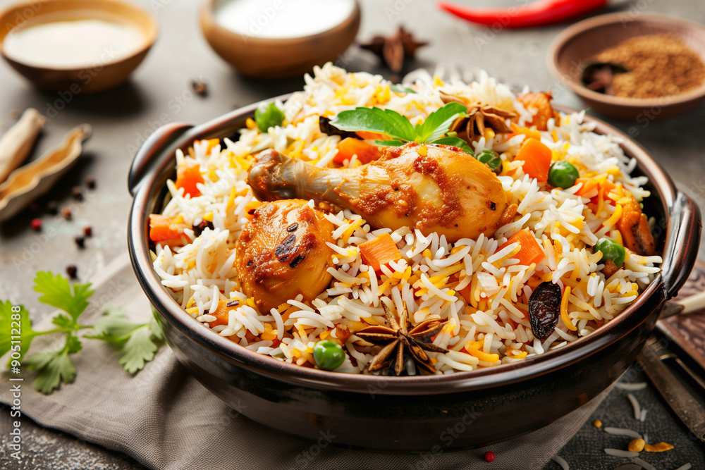 Indian chicken biryani. Spicy chicken curry Indian chicken biryani. Spicy chicken curry