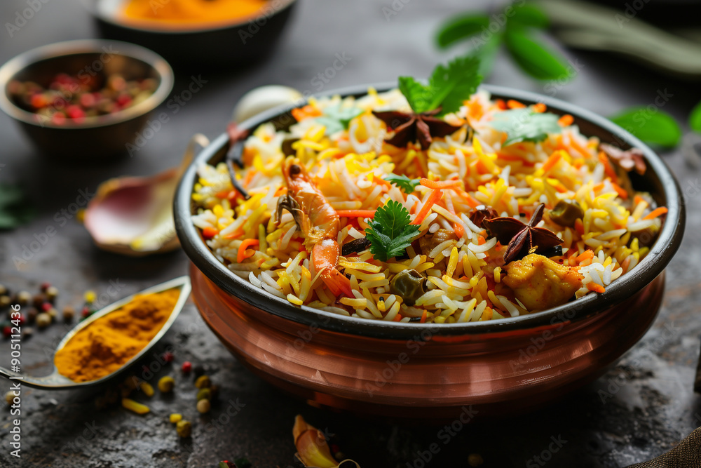 Indian chicken biryani. Spicy chicken curry Indian chicken biryani. Spicy chicken curry