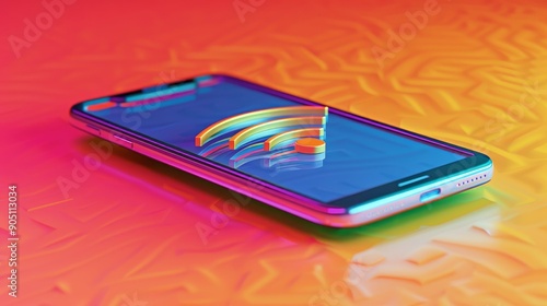 Wallpaper Mural A 3D wifi symbol hovers above a smartphone on a vibrant colorful background. Torontodigital.ca