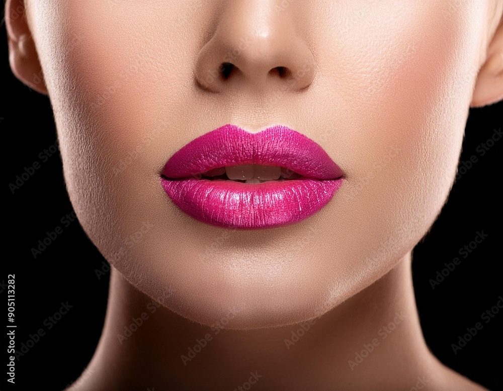 Obraz premium Glossy Pink Perfection: Close-Up Macro of Natural Lips