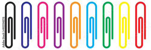 Paper clip icon. Simple outline style. Paperclip, attach, document clip, staple, fastener, page clamp, office concept. Thin line symbol. Vector isolated on white background.