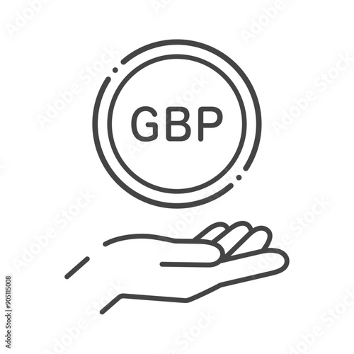 GBPの文字が入ったコインと人の手のシンプルなアイコン- 英ポンド･外貨のイメージ素材