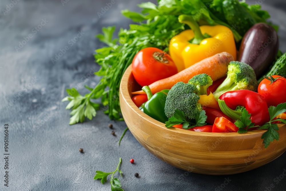 Vibrant fresh vegetable bowl, a healthy food image showcasing nutritious eating in photography Vibrant fresh vegetable bowl, a healthy food image showcasing nutritious eating in photography
