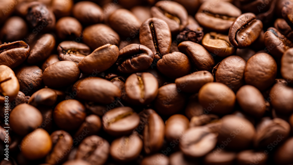 Close-Up of Roasted Coffee Beans with Stylish Depth of Field Close-Up of Roasted Coffee Beans with Stylish Depth of Field