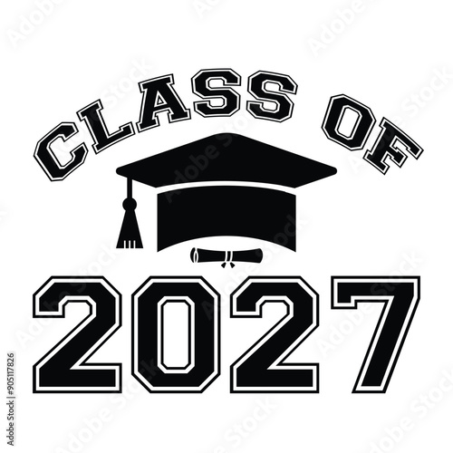 Class of 2027 typography design vector. Text for design, congratulation event, T-shirt, party, high school or college graduate. Editable class of 2027 typography design
