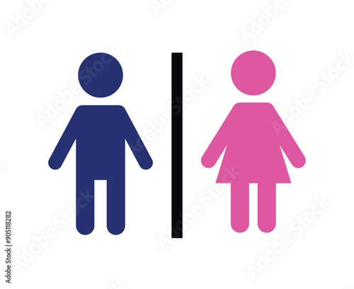 Toilet restroom sign element vector icon for public navigation symbol. Male Blue and female pink color.