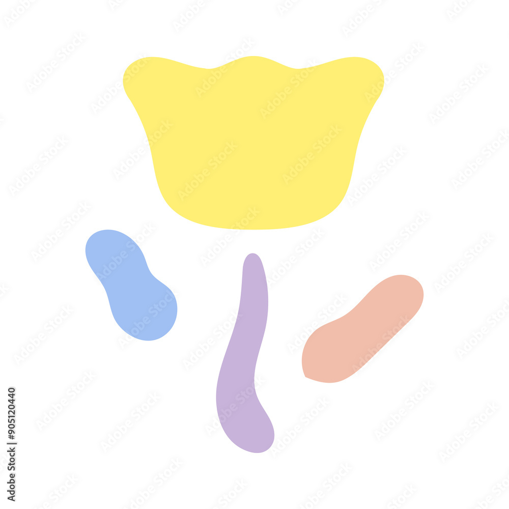 ゆるい曲線の黄色のお花イラスト⭐︎PNG ゆるい曲線の黄色のお花イラスト⭐︎PNG