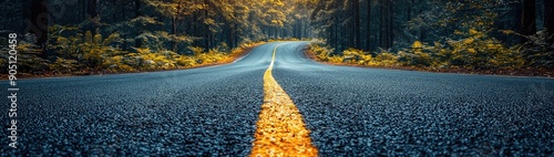 Aerial view asphalt road on the green forest, Curve asphalt road on mountain green forest, Countryside road passing green forest and mountain.