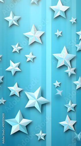 Digital blue and white star pattern abstract poster background