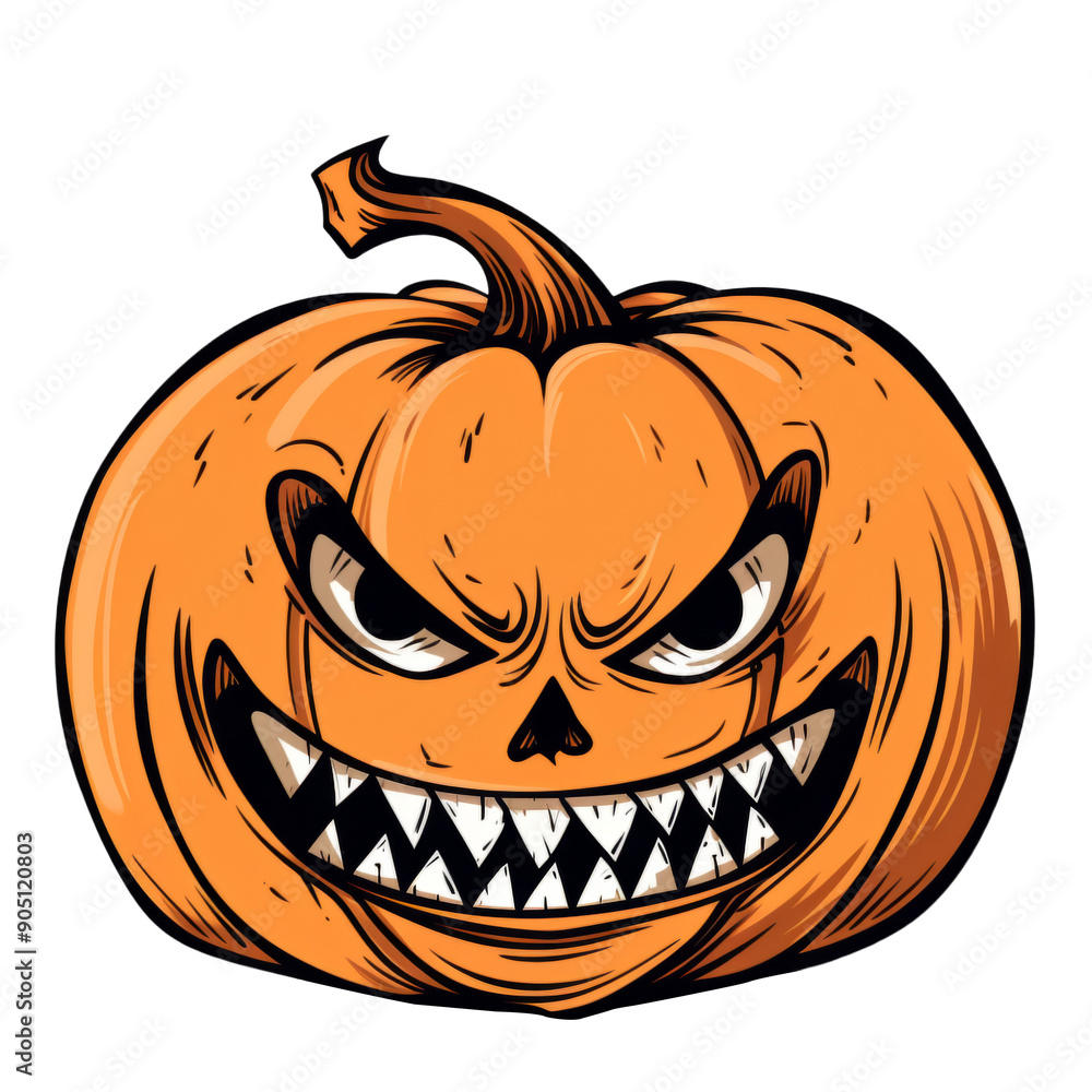 Fototapeta premium Creepy Smiling Halloween Pumpkin Clipart Image