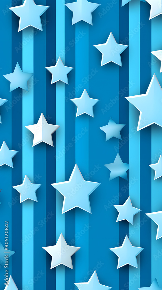 Obraz premium Digital blue and white star pattern abstract poster background