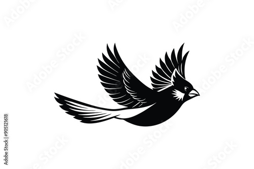  Cardinal flying bird vector art illustration