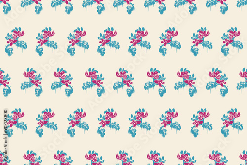 Motifs African paisley boho Floral Ikat seamless pattern embroidery border. Ethnic ikat flower design for Ikat pattern and Ethnic Pattern.Border indian floral Aztec embroidery border patterns.