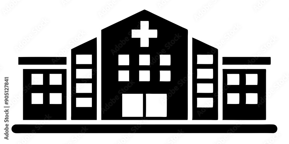 Hospital silhouette., Ensuring a Safe Environment for Patients. Hospital silhouette., Ensuring a Safe Environment for Patients.