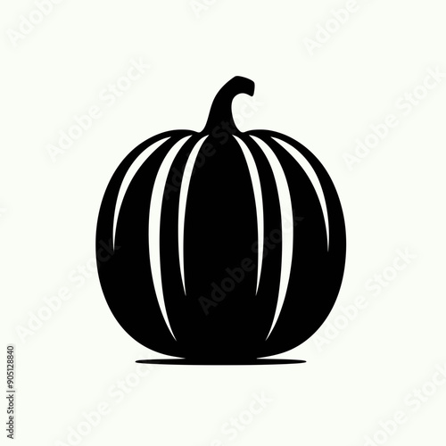 Pumpkins with leaves, silhouette. very simple and single Pumpkins silhouette white background