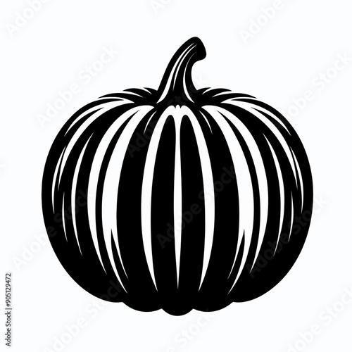 Pumpkins with leaves, silhouette. very simple and single Pumpkins silhouette white background