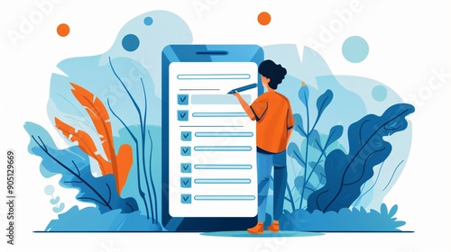 Digital Checklist Completion Illustration