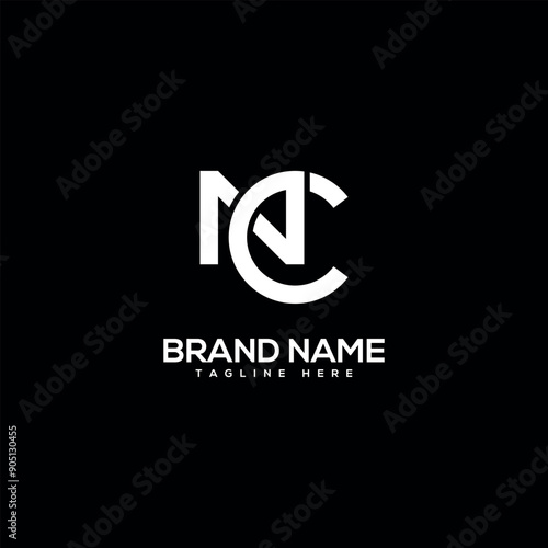 NC CN Alphabet Letter logo design. Initial Vector Element.