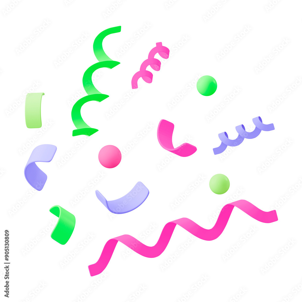 3D rendering png confetti sticker, party collage element on transparent background 3D rendering png confetti sticker, party collage element on transparent background