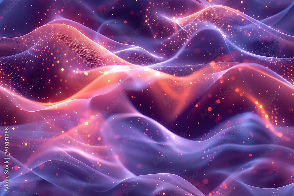 Seamless abstract texture featuring waves with glowing dots and lines, creating a futuristic and dynamic design with depth.
Seamless abstract texture featuring waves with glowing dots and lines, creating a futuristic and dynamic design with depth.