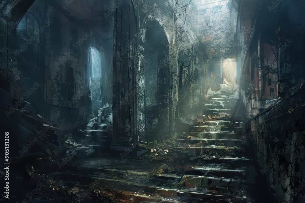 Obraz premium Mysterious Overgrown Ancient Temple Ruins