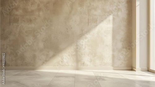 Beige color blank wall. minimalist room
