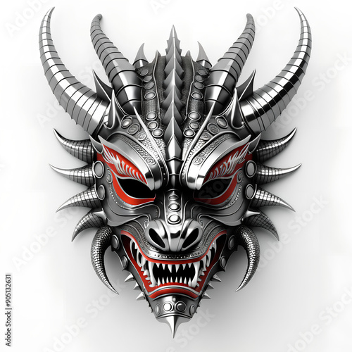 Metallic Dragon mask. Isola...