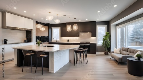 Sale of a luxurious, completely furnished, and remodeled Canadian home with a garage, backyard, deck, and basement.