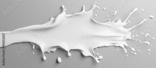 White Liquid Splashing Against a Gray Background