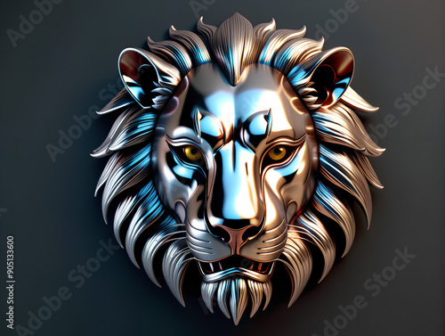 Metallic lion mask. Digital...