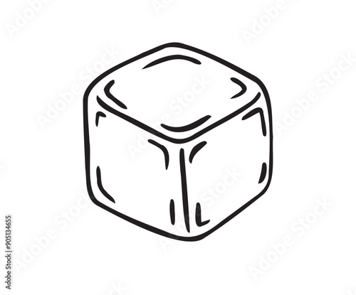 Ice cube doodle icon single isolated sign Icy cube symbol Hand drawn sketch
