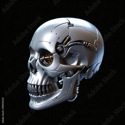 Cyborg head skull. Isolated...