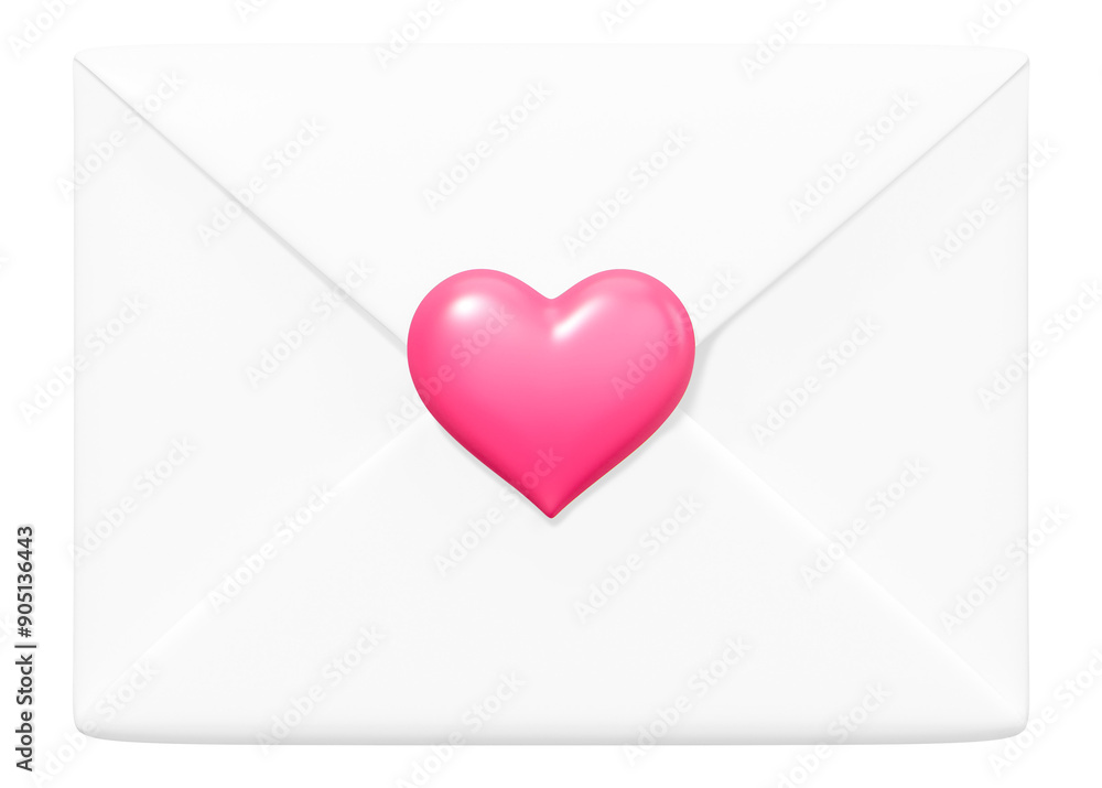 White love letter png, 3D Valentine's illustration, transparent background White love letter png, 3D Valentine's illustration, transparent background