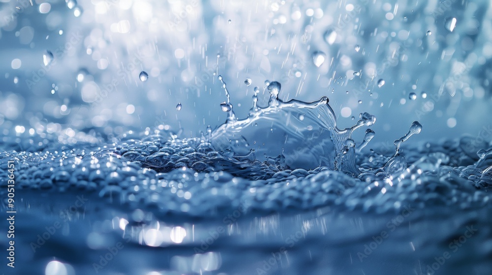 Close-up of water droplets splashing creating a dynamic effect Close-up of water droplets splashing creating a dynamic effect