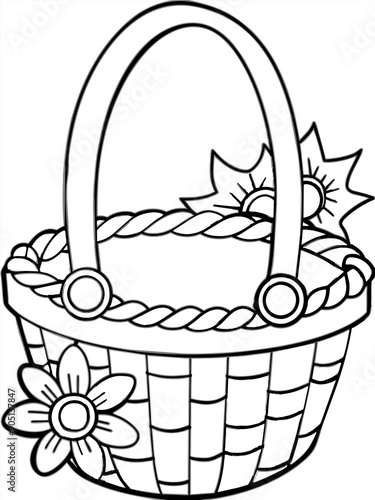 basket with flowers coloring page