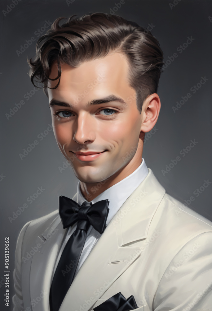 Digital art drawing of men wear white suit Digital art drawing of men wear white suit