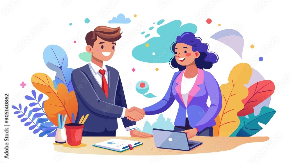 A handshake signifies a strong new partnership, forged by two executives committed to mutual success. A handshake signifies a strong new partnership, forged by two executives committed to mutual success.