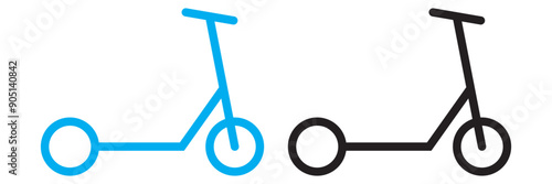 Electric kickboard icon set isolated on white background. Electric scooter icons. Vector illustration. EPS 10.