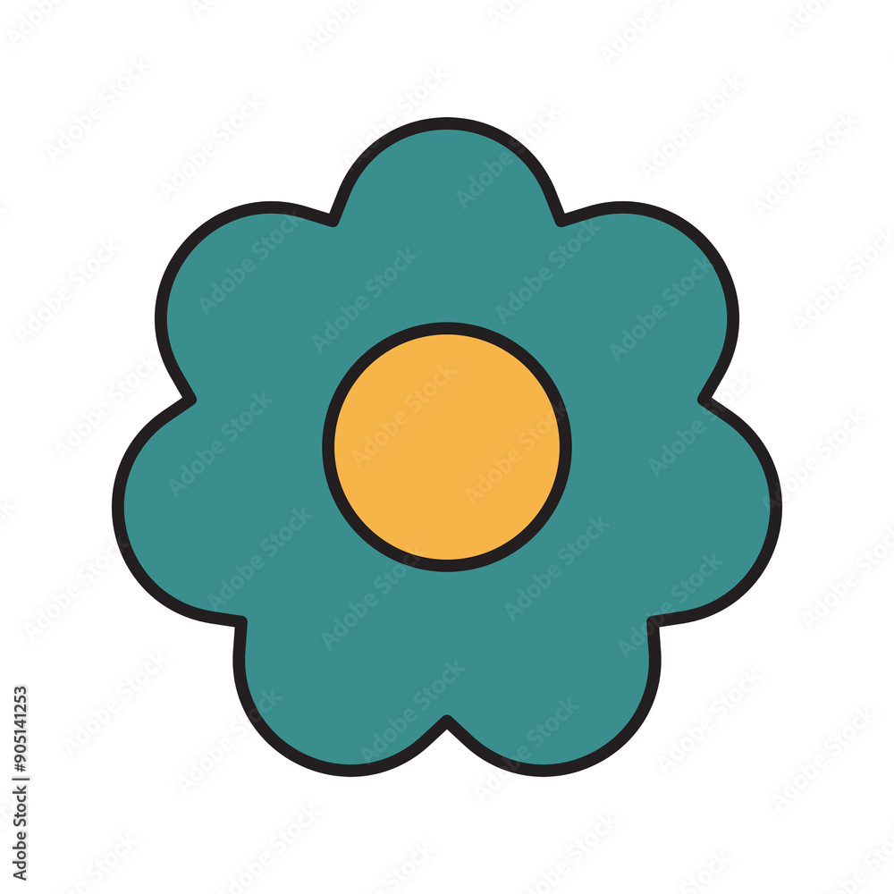 Green flower png, retro illustration, transparent background Green flower png, retro illustration, transparent background