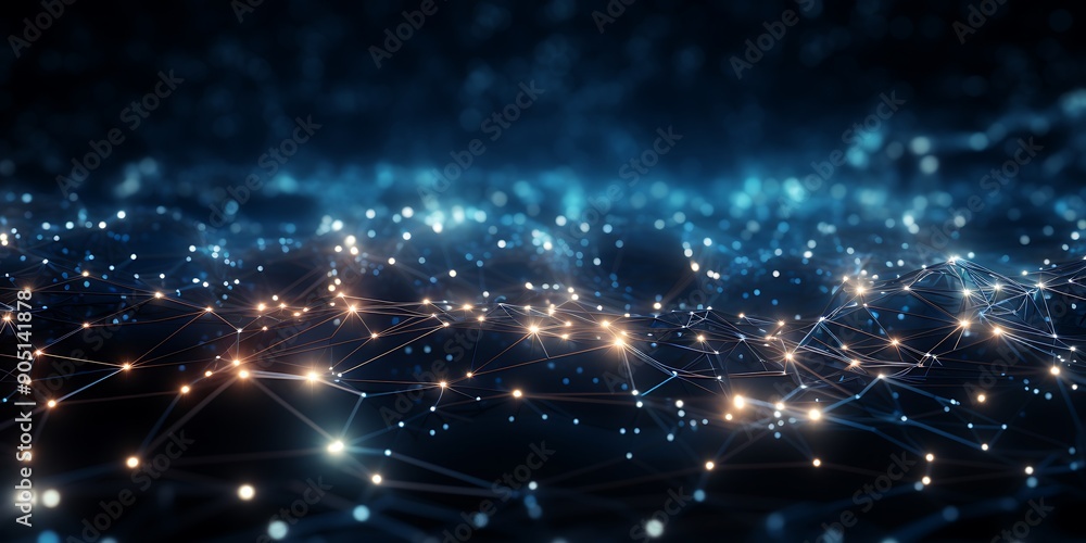 Abstract background with glowing,connections and dots forming an abstract wavy pattern on a dark backdrop. Abstract background with glowing,connections and dots forming an abstract wavy pattern on a dark backdrop.