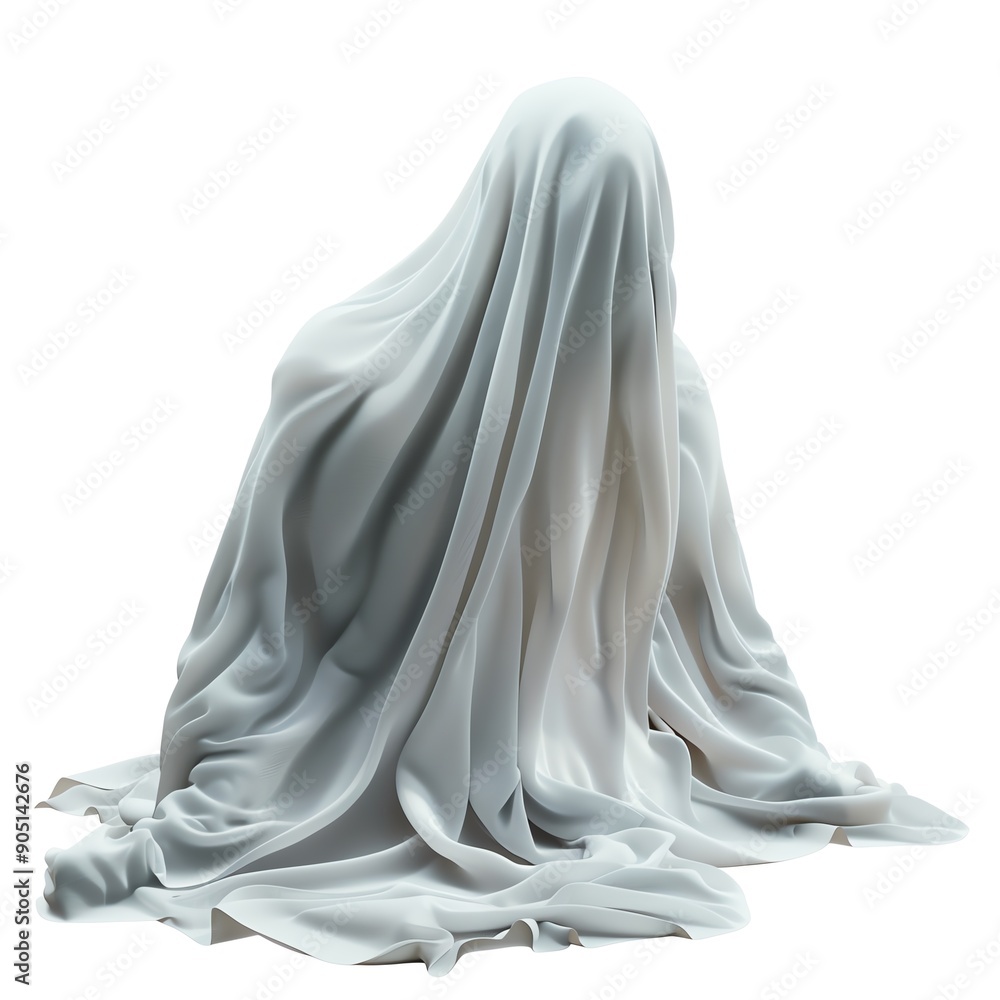 A mysterious figure shrouded in white cloth, creating an eerie and enigmatic atmosphere. A mysterious figure shrouded in white cloth, creating an eerie and enigmatic atmosphere.