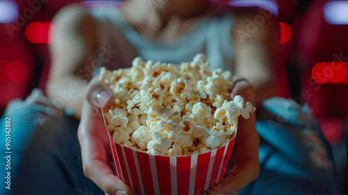 Cinema concept, popcorn, tikets photo