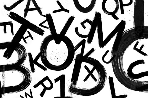 фотографія Jumbled letters png brush stroke typography