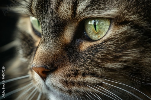 Extreme close-up of the face of a beautiful beige-brown сat