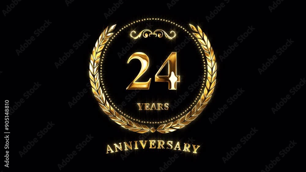 24th Anniversary Celebration. Happy 24 Years Anniversary Animation in Gold Color on the Transparent Background, Alpha Channel. Great for greetings, celebrations, events, and gifts. 24th Anniversary Celebration. Happy 24 Years Anniversary Animation in Gold Color on the Transparent Background, Alpha Channel. Great for greetings, celebrations, events, and gifts.