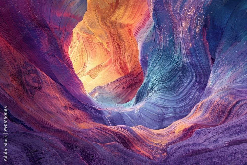 Obraz premium Abstract Canyon Walls with Wavy, Layered Textures and Vibrant Colors