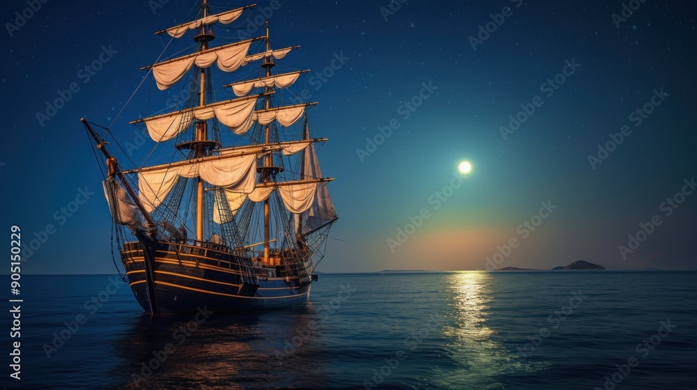 Fototapeta premium Sailing under the Moonlight