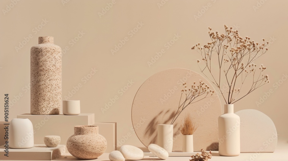 Minimalist ceramic vases and decor in neutral tones Minimalist ceramic vases and decor in neutral tones