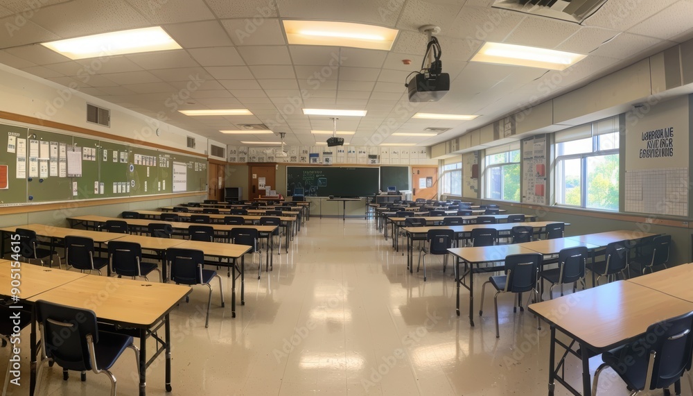 High School Classroom with Ceiling Projector High School Classroom with Ceiling Projector