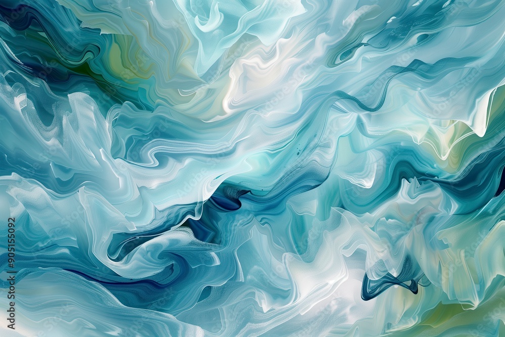 Obraz premium Abstract Teal and White Fluid Art Background